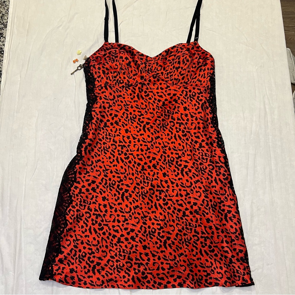 Victorias Secret Vintage Red Slip Cheetah Deess